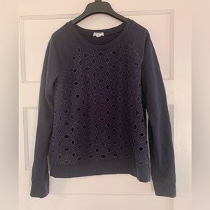 Old Navy dark blue sweatshirt with lace-like detail, size M